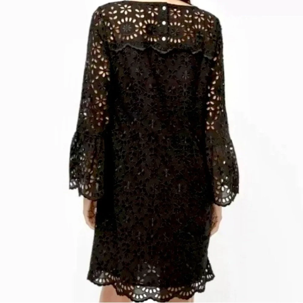 J.Crew Bell-sleeve Dress in Embroidered Eyelet size 2 black